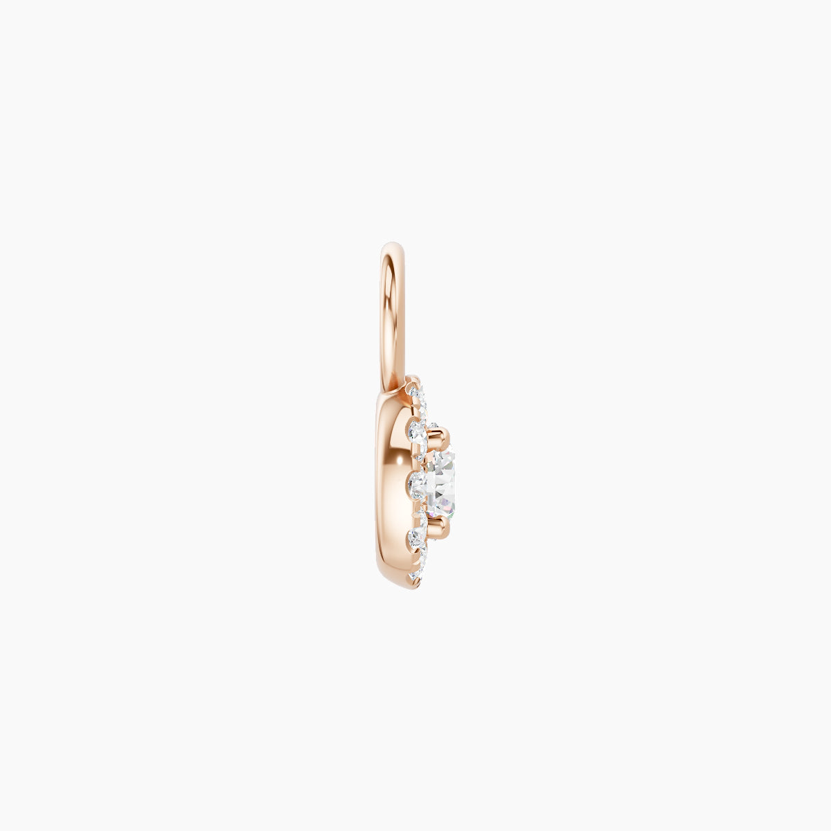 Eirene | 18k Rose Gold 5.5 mm Halo Round Diamond Charm