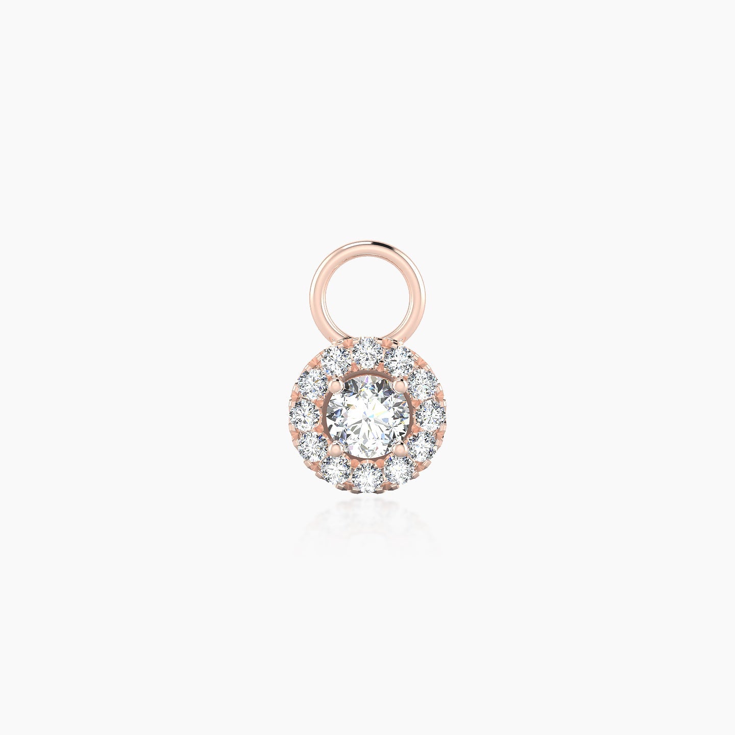 Eirene | 18k Rose Gold 5.5 mm Halo Round Diamond Charm