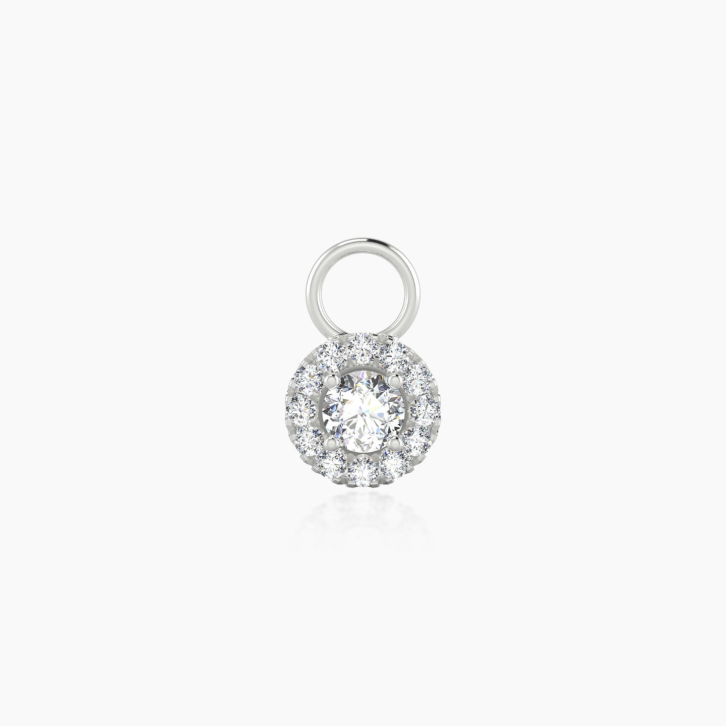 Eirene | 18k White Gold 5.5 mm Halo Round Diamond Charm