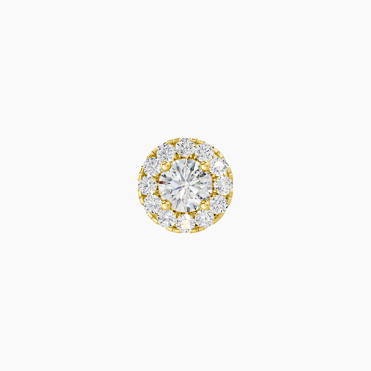 Eirene | 18k Yellow Gold 5.5 mm Halo Round Diamond Earring