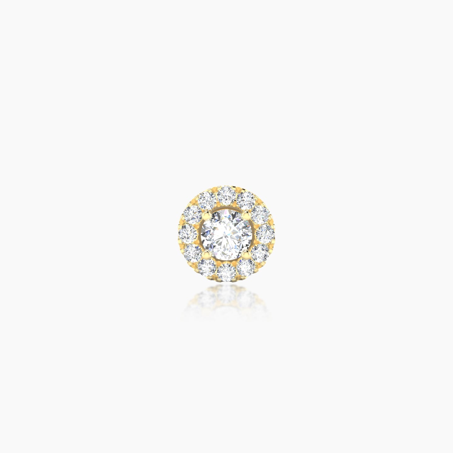 Eirene | 18k Yellow Gold 6 mm Halo Round Diamond Earring