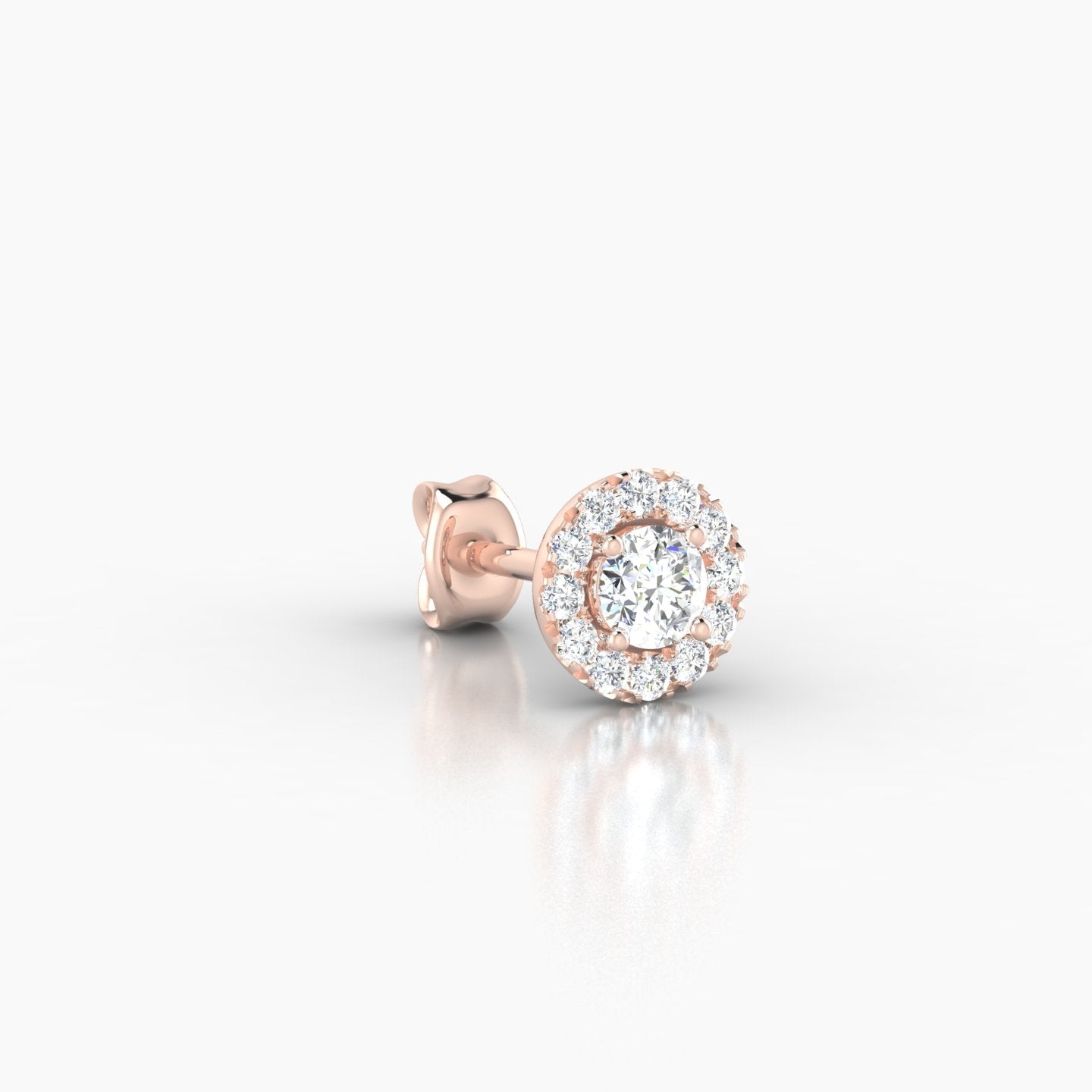 Eirene | 18k Rose Gold 5.5 mm Halo Round Diamond Earring