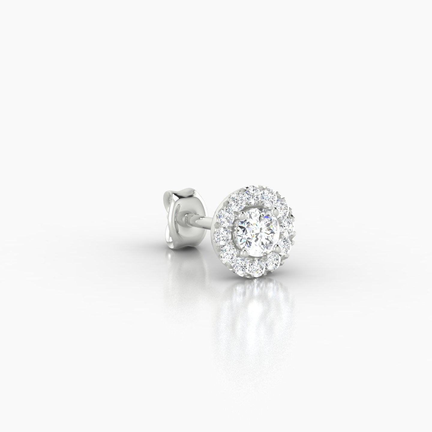 Eirene | 18k White Gold 5.5 mm Halo Round Diamond Earring