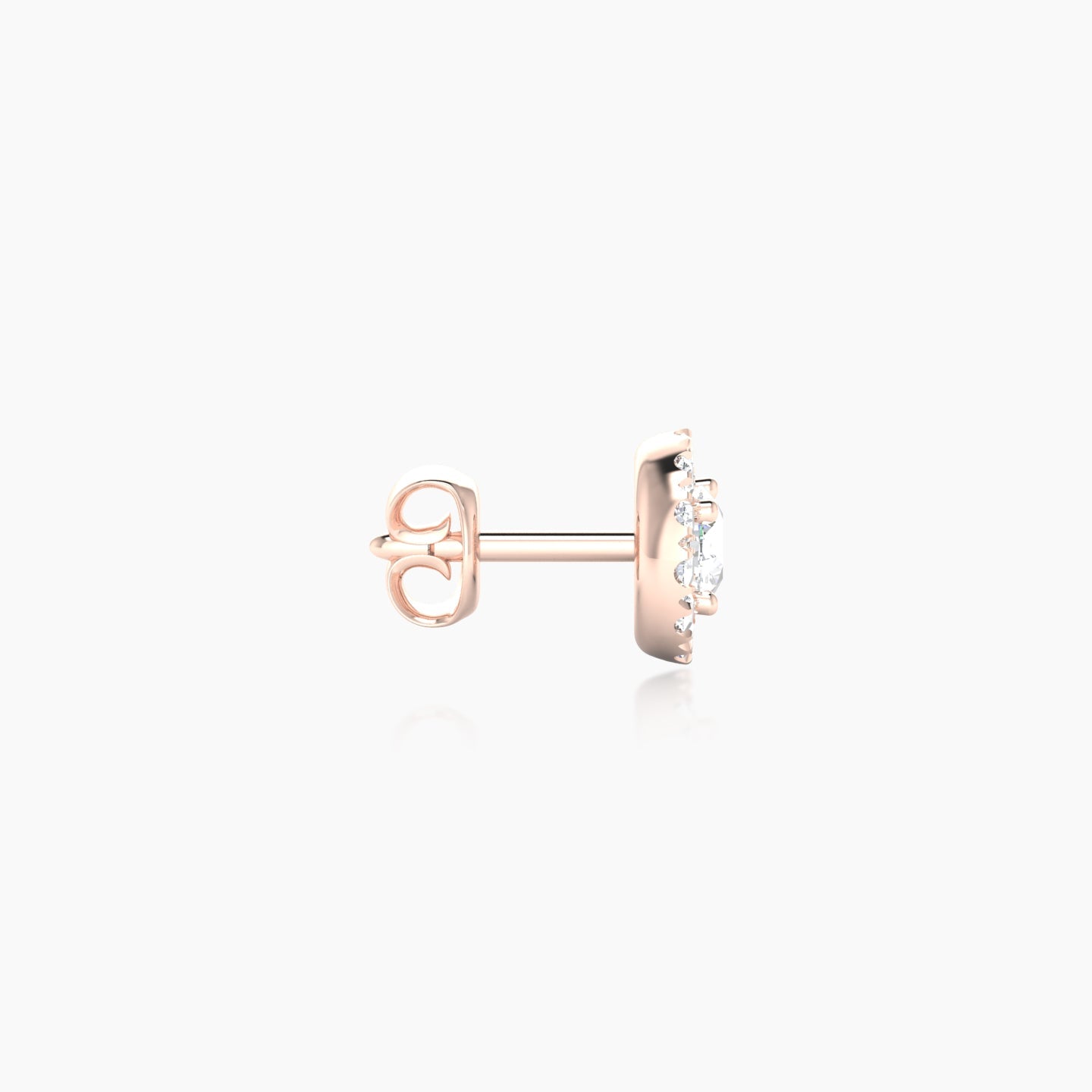 Eirene | 18k Rose Gold 6 mm Halo Round Diamond Earring