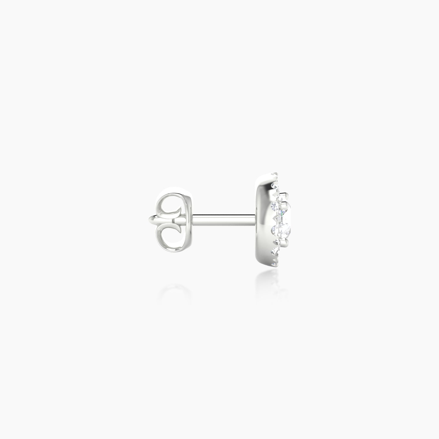 Eirene | 18k White Gold 5.5 mm Halo Round Diamond Earring