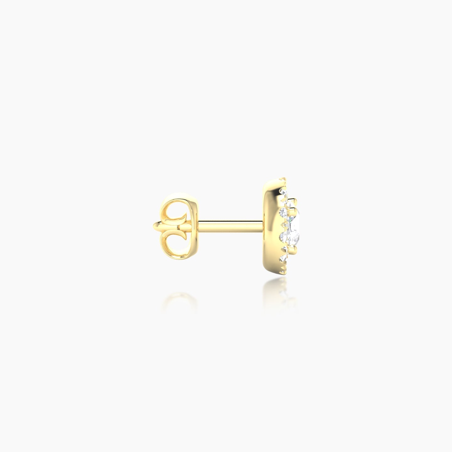 Eirene | 18k Yellow Gold 5.5 mm Halo Round Diamond Earring