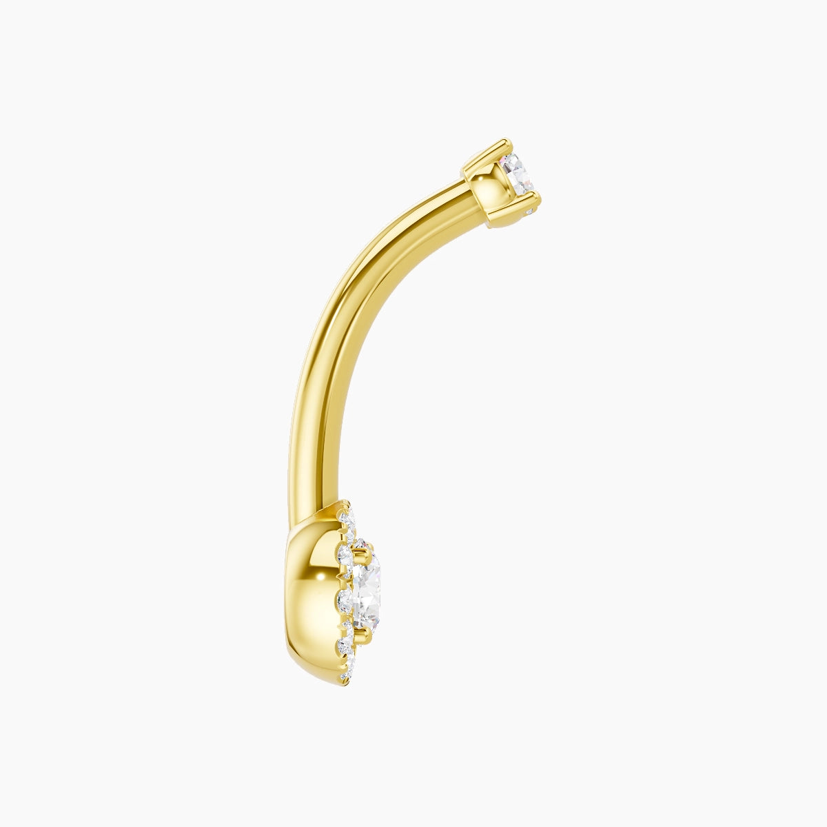 Eirene | 18k Yellow Gold 6 mm 10 mm Halo Round Diamond Belly Piercing