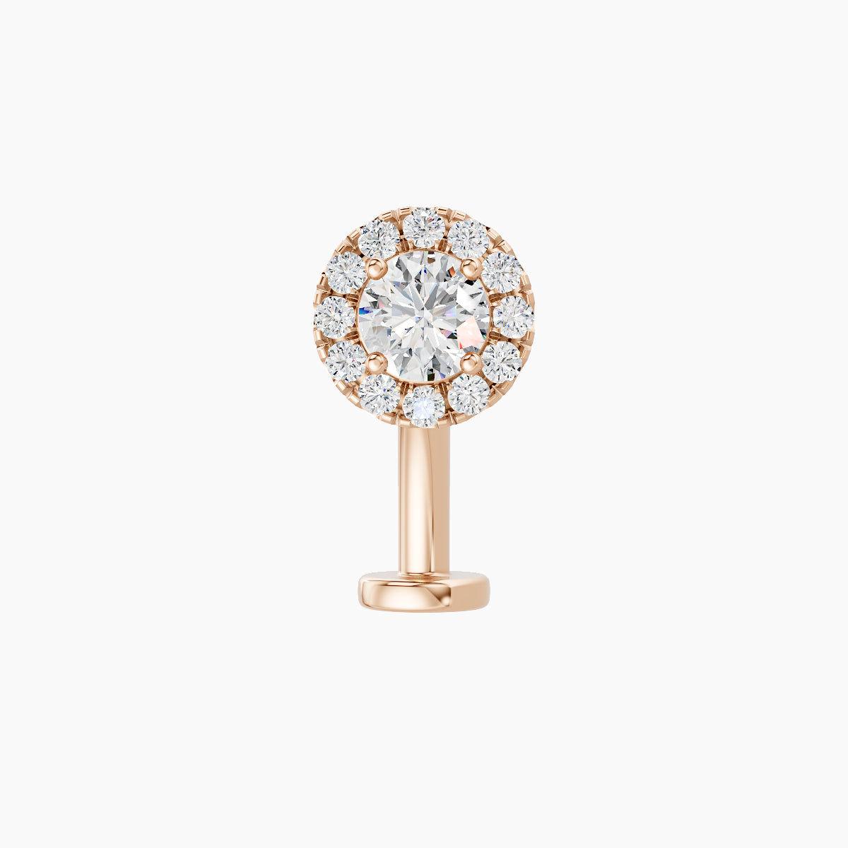 Eirene | 18k Rose Gold 6 mm 10 mm Halo Round Diamond Floating Navel Piercing