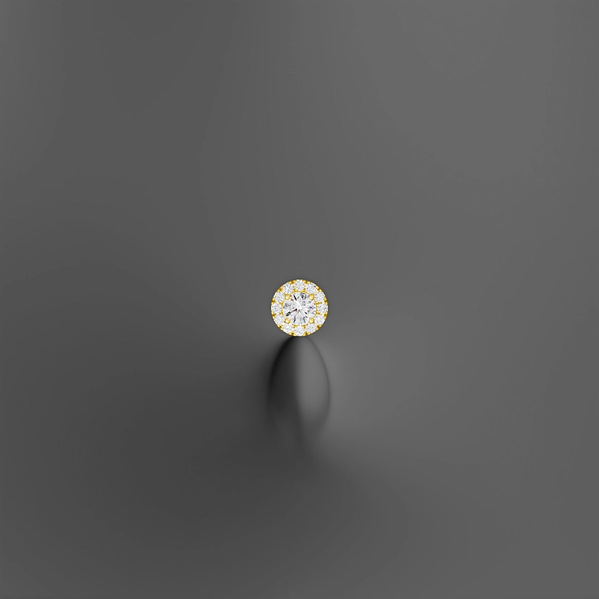 Eirene | 18k Yellow Gold 6 mm 10 mm Halo Round Diamond Floating Navel Piercing