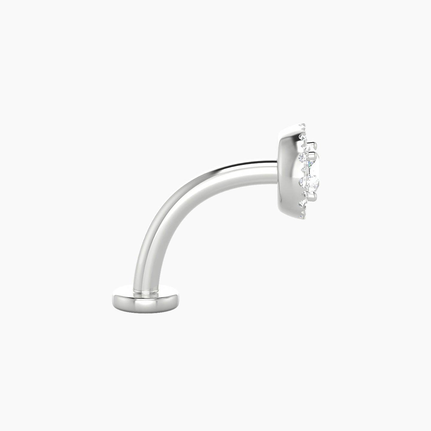 Eirene | 18k White Gold 6 mm 10 mm Halo Round Diamond Floating Navel Piercing