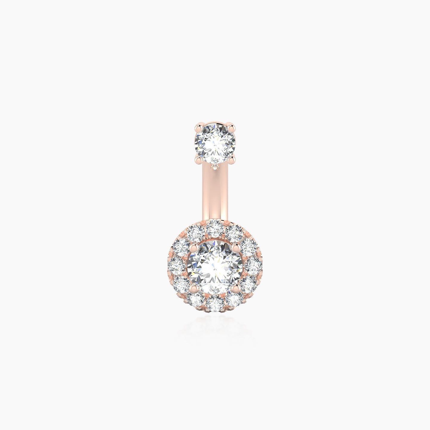 Eirene | 18k Rose Gold 10 mm 6.5 mm Halo Round Diamond Navel Piercing