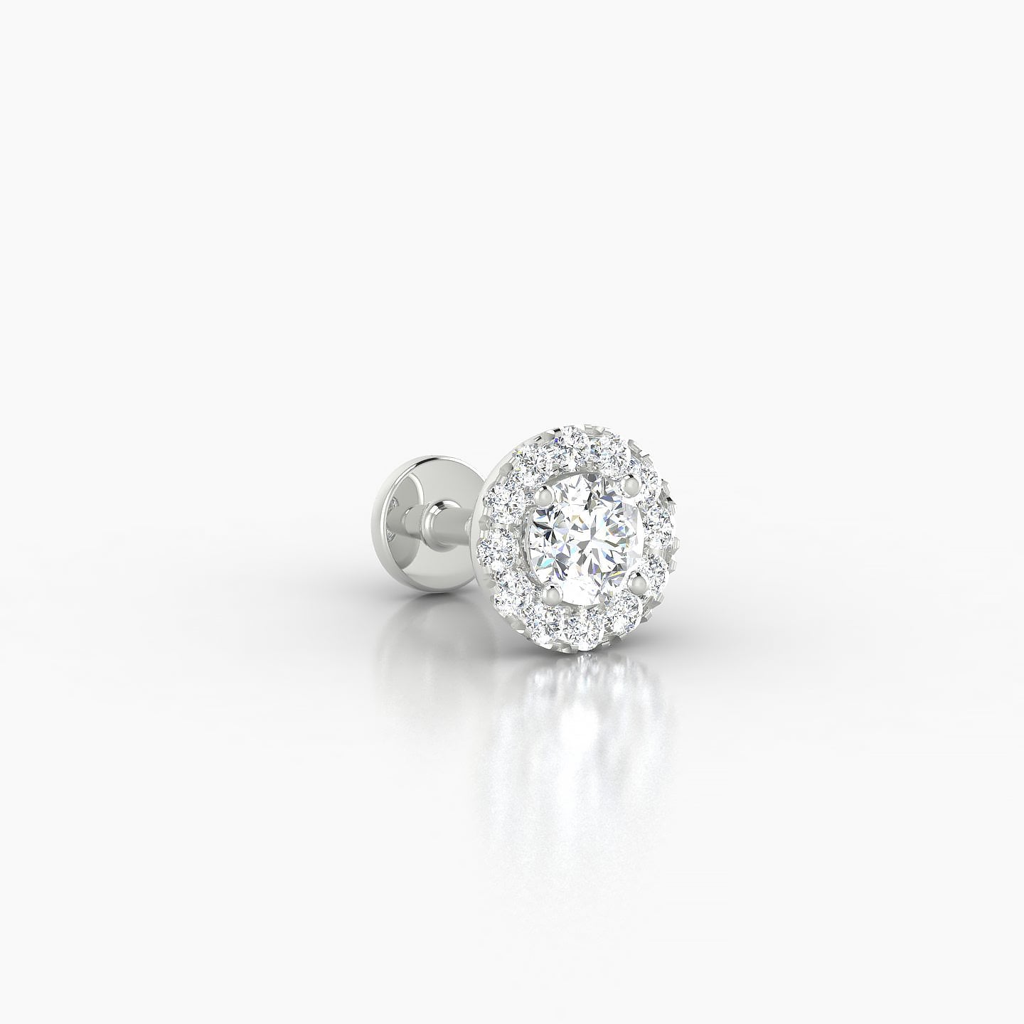 Eirene | 18k White Gold 6 mm 5 mm Halo Round Diamond Piercing