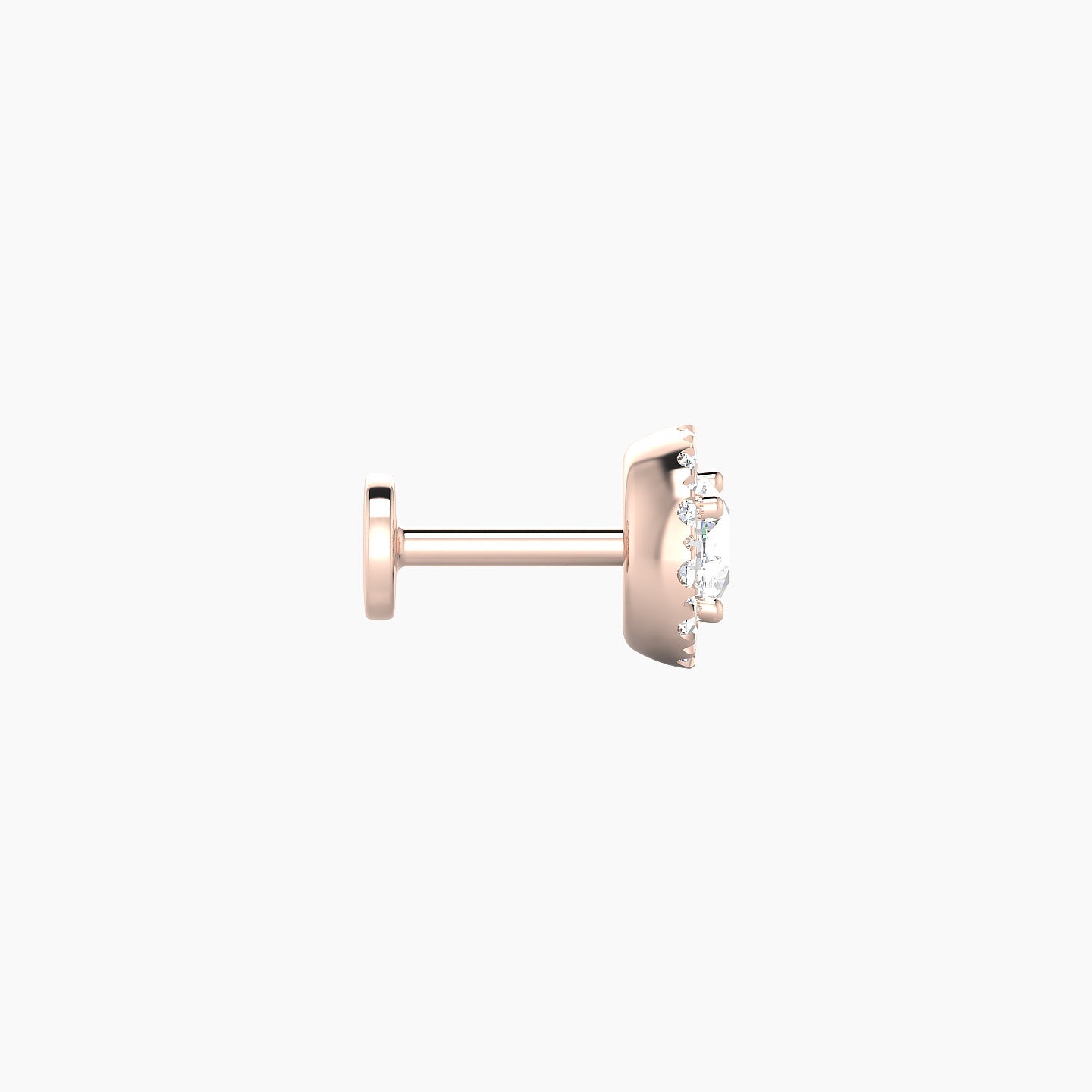Eirene | 18k Rose Gold 6 mm 5 mm Halo Round Diamond Piercing