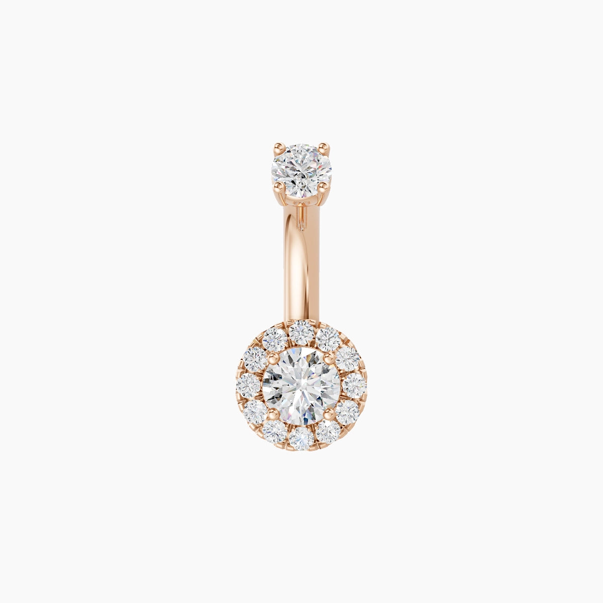 Eirene | 18k Rose Gold 6 mm 6 mm Halo Round Diamond Belly Piercing