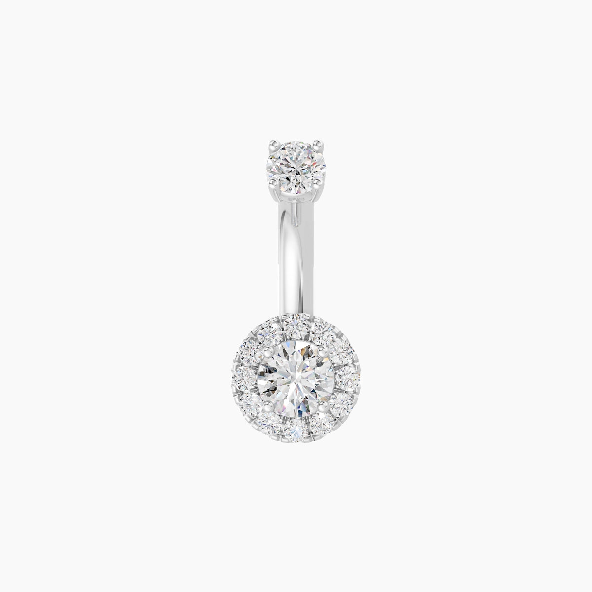 Eirene | 18k White Gold 6 mm 6 mm Halo Round Diamond Belly Piercing