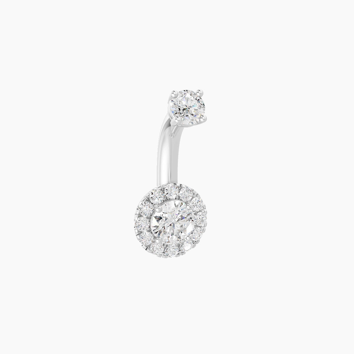 Eirene | 18k White Gold 6 mm 6 mm Halo Round Diamond Belly Piercing