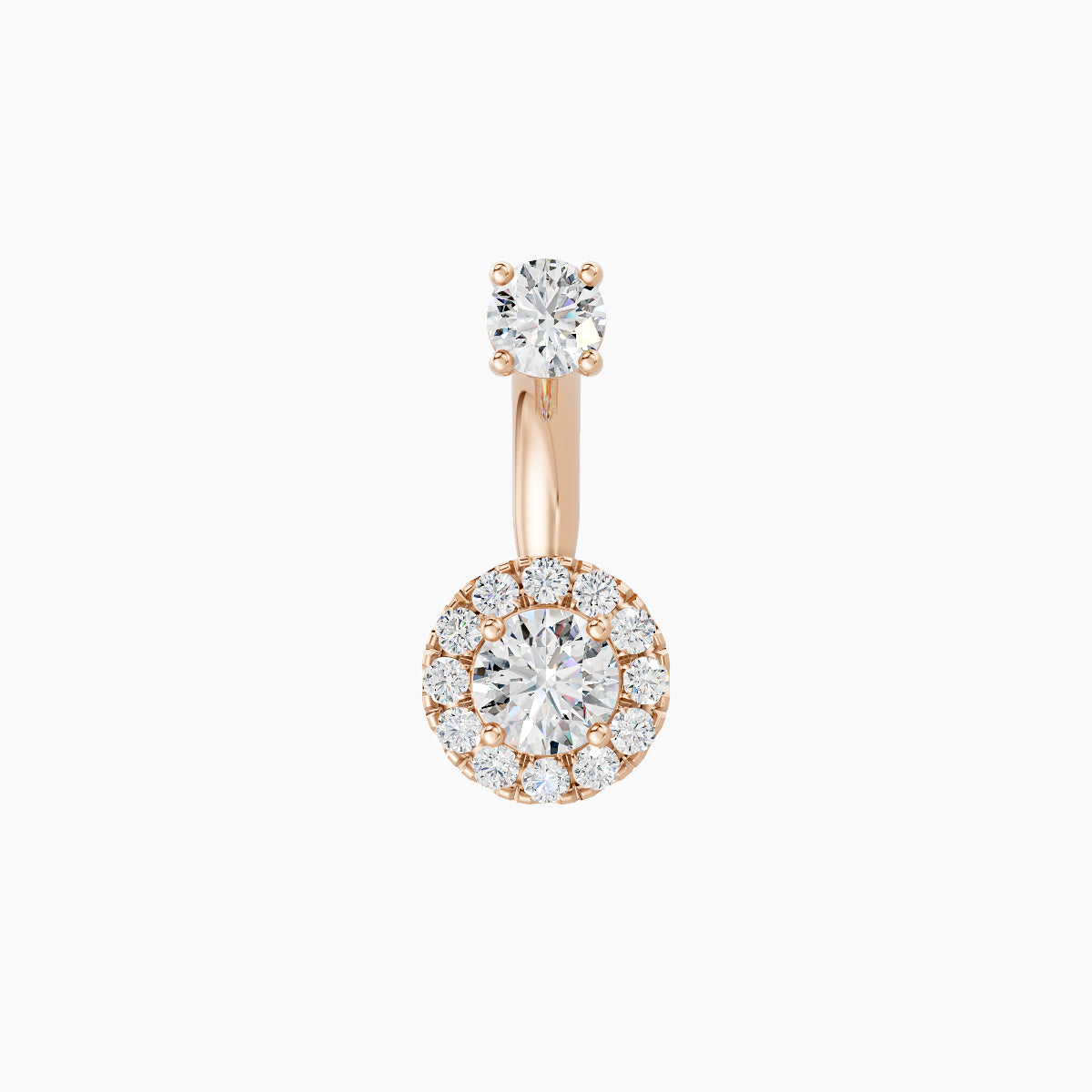 Eirene | 18k Rose Gold 6.5 mm 6 mm Halo Round Diamond Navel Piercing