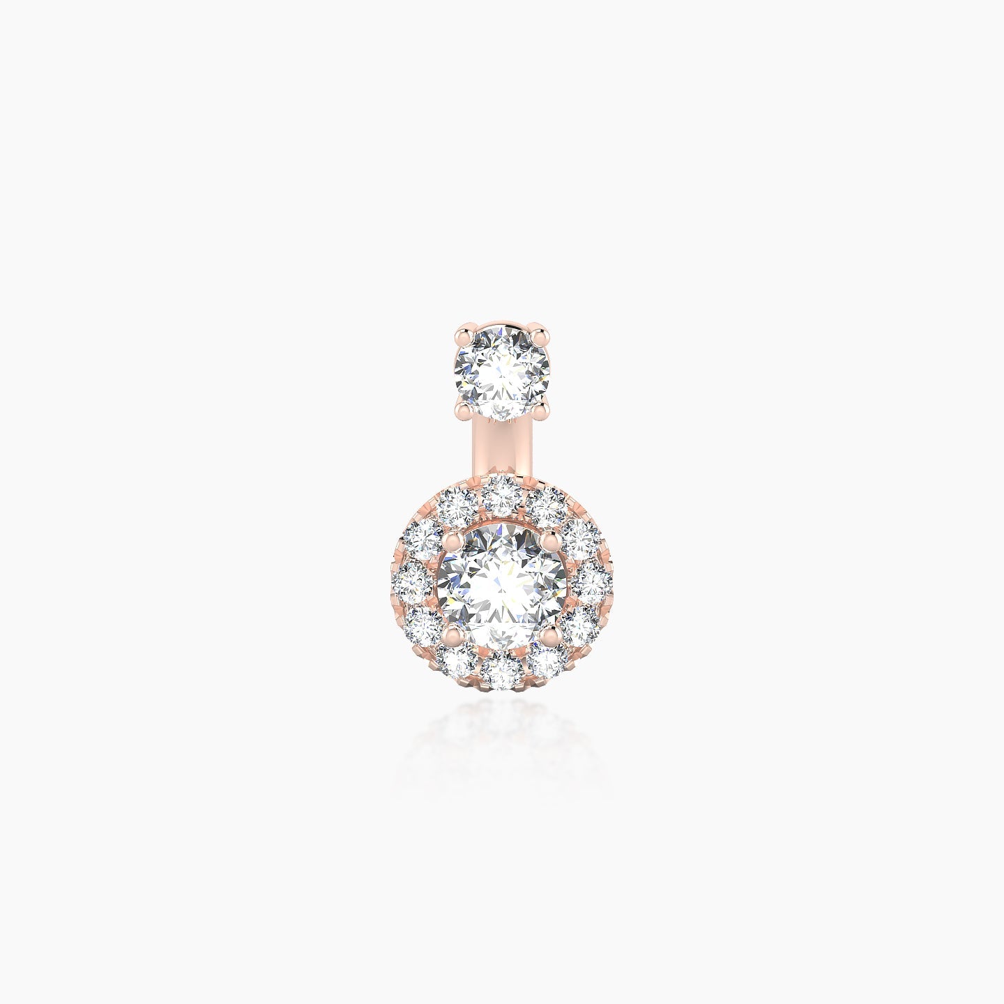 Eirene | 18k Rose Gold 6 mm 6.5 mm Halo Round Diamond Navel Piercing