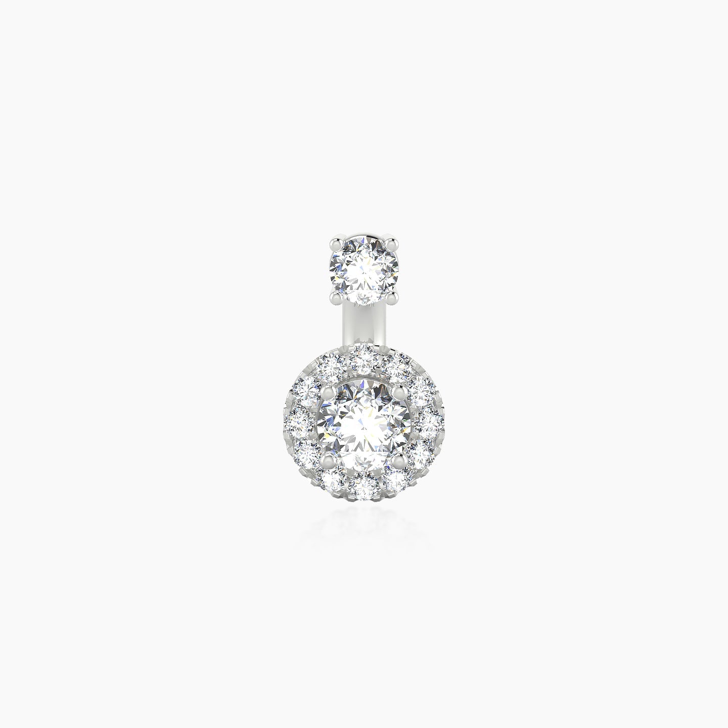 Eirene | 18k White Gold 6 mm 6.5 mm Halo Round Diamond Navel Piercing