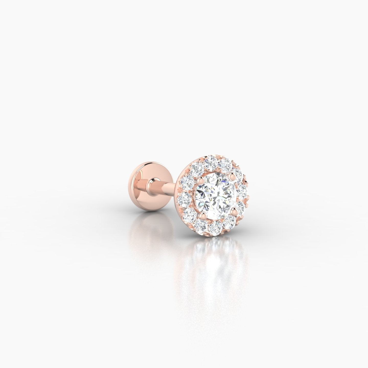 Eirene | 18k Rose Gold 6 mm 6.5 mm Halo Round Diamond Piercing