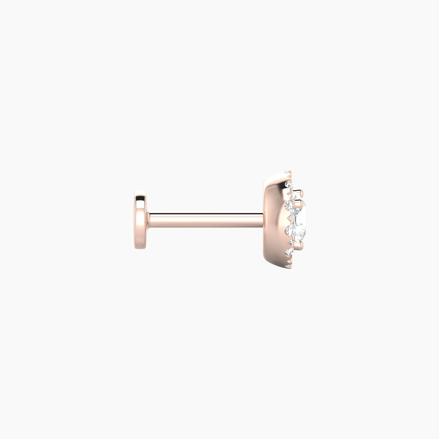 Eirene | 18k Rose Gold 6 mm 6.5 mm Halo Round Diamond Piercing