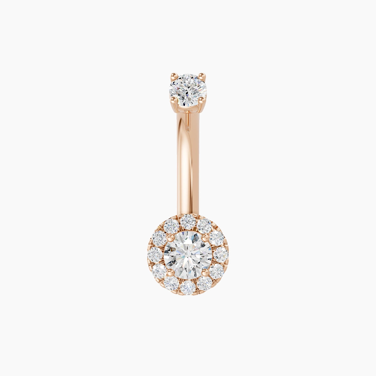 Eirene | 18k Rose Gold 6 mm 8 mm Halo Round Diamond Belly Piercing