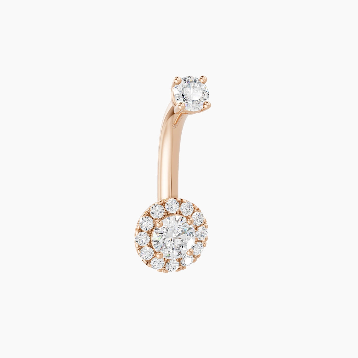 Eirene | 18k Rose Gold 6 mm 8 mm Halo Round Diamond Belly Piercing