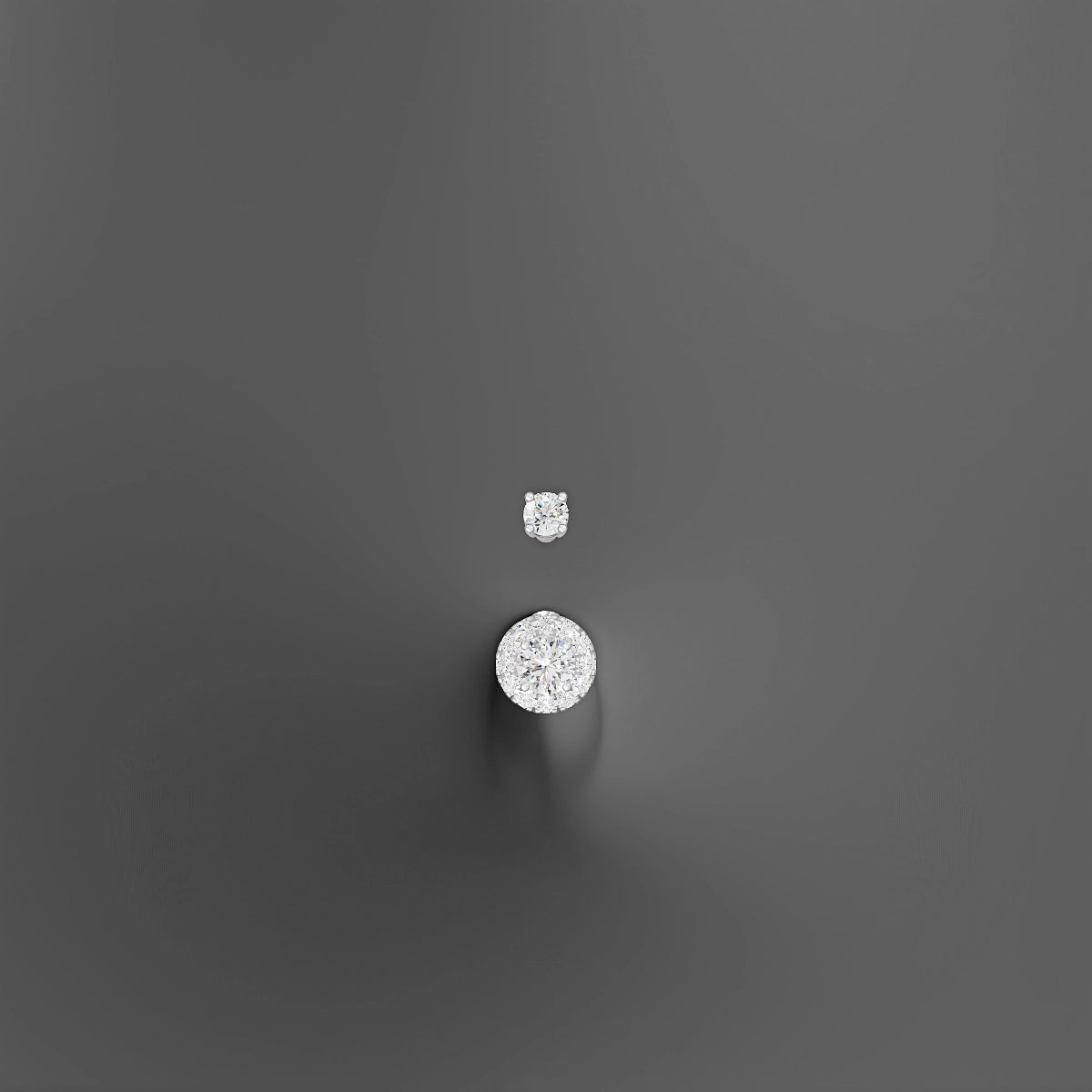 Eirene | 18k White Gold 6 mm 8 mm Halo Round Diamond Belly Piercing