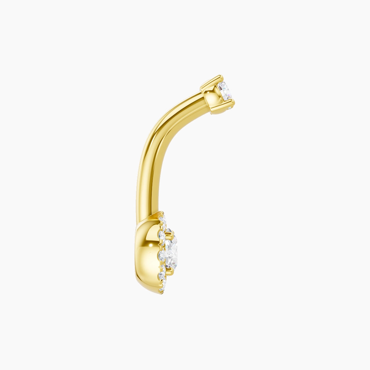 Eirene | 18k Yellow Gold 6 mm 8 mm Halo Round Diamond Belly Piercing