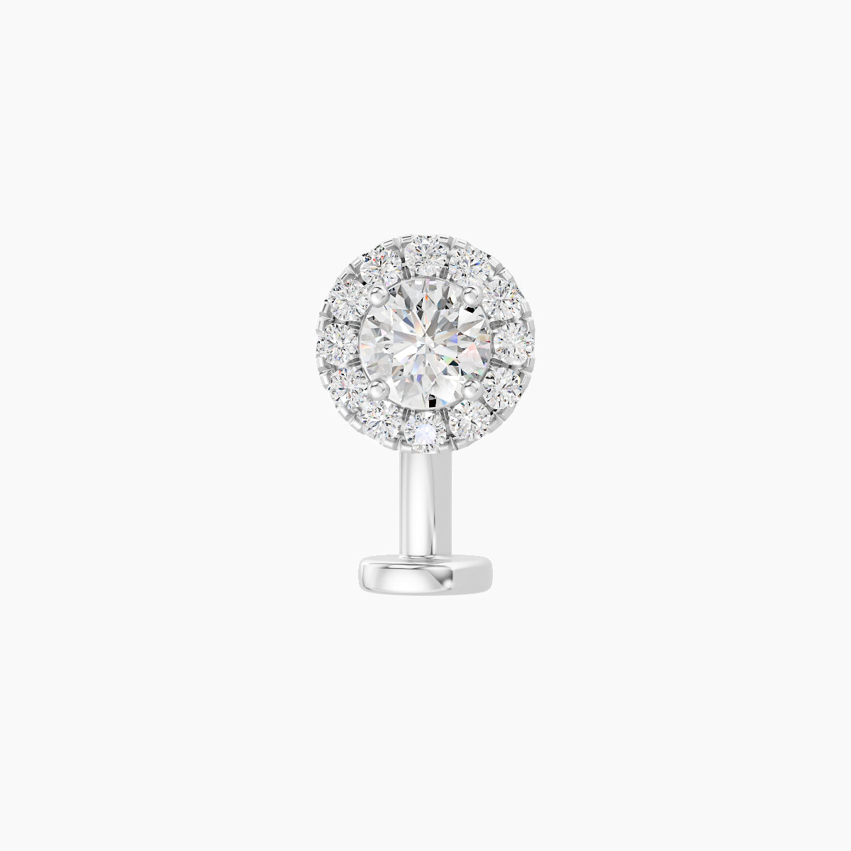 Eirene | 18k White Gold 6 mm 8 mm Halo Round Diamond Floating Navel Piercing