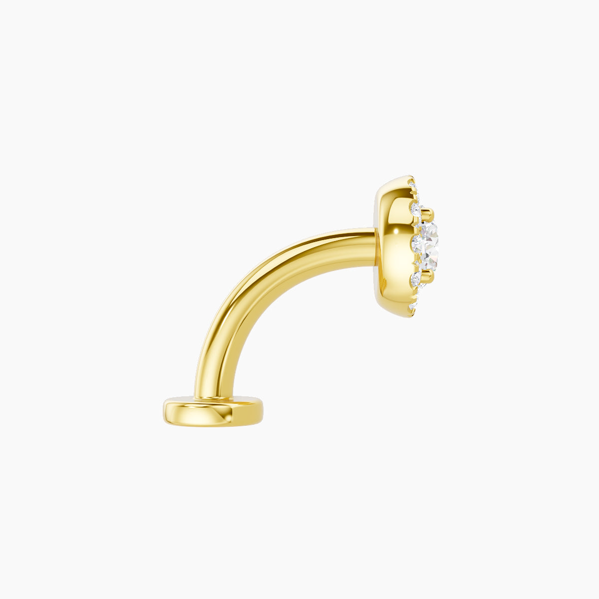 Eirene | 18k Yellow Gold 6 mm 8 mm Halo Round Diamond Floating Navel Piercing