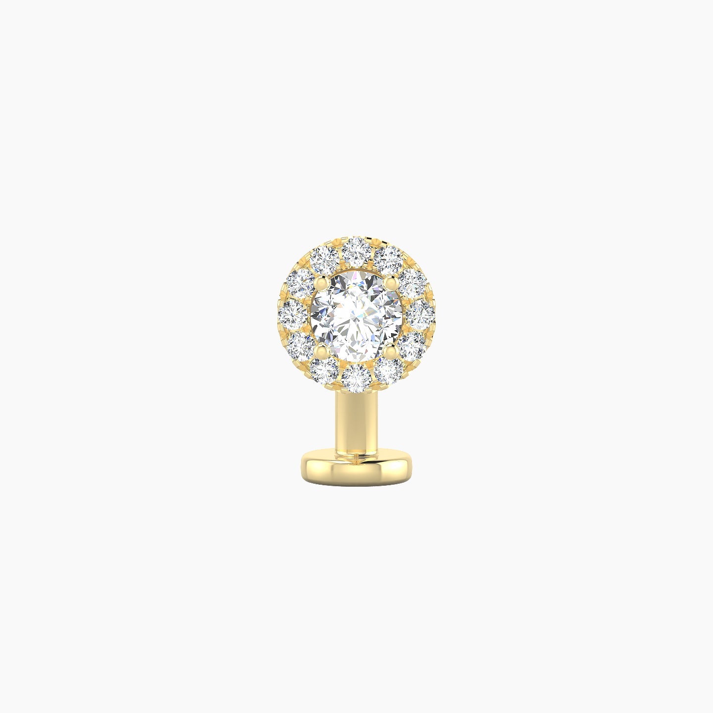 Eirene | 18k Yellow Gold 6 mm 8 mm Halo Round Diamond Floating Navel Piercing