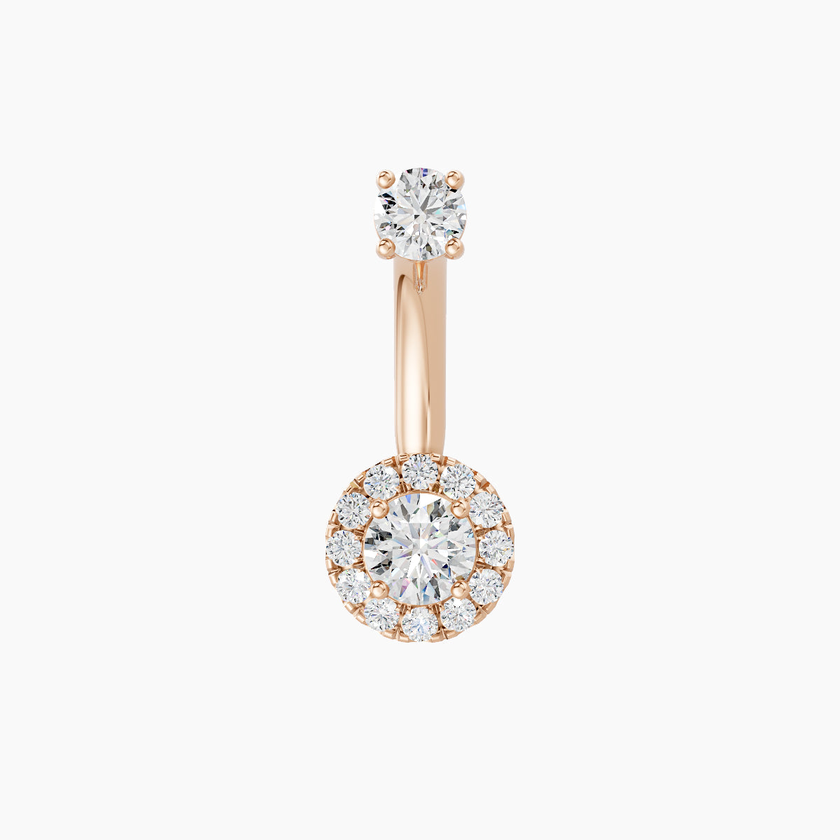 Eirene | 18k Rose Gold 6.5 mm 8 mm Halo Round Diamond Navel Piercing