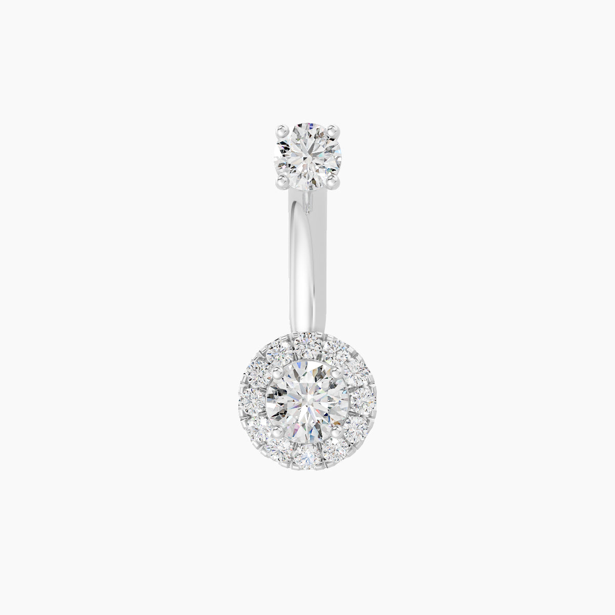 Eirene | 18k White Gold 6.5 mm 8 mm Halo Round Diamond Navel Piercing