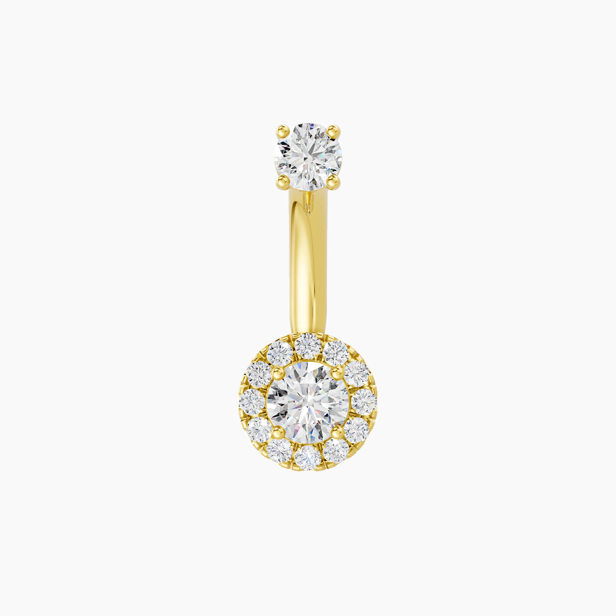 Eirene | 18k Yellow Gold 6.5 mm 8 mm Halo Round Diamond Navel Piercing