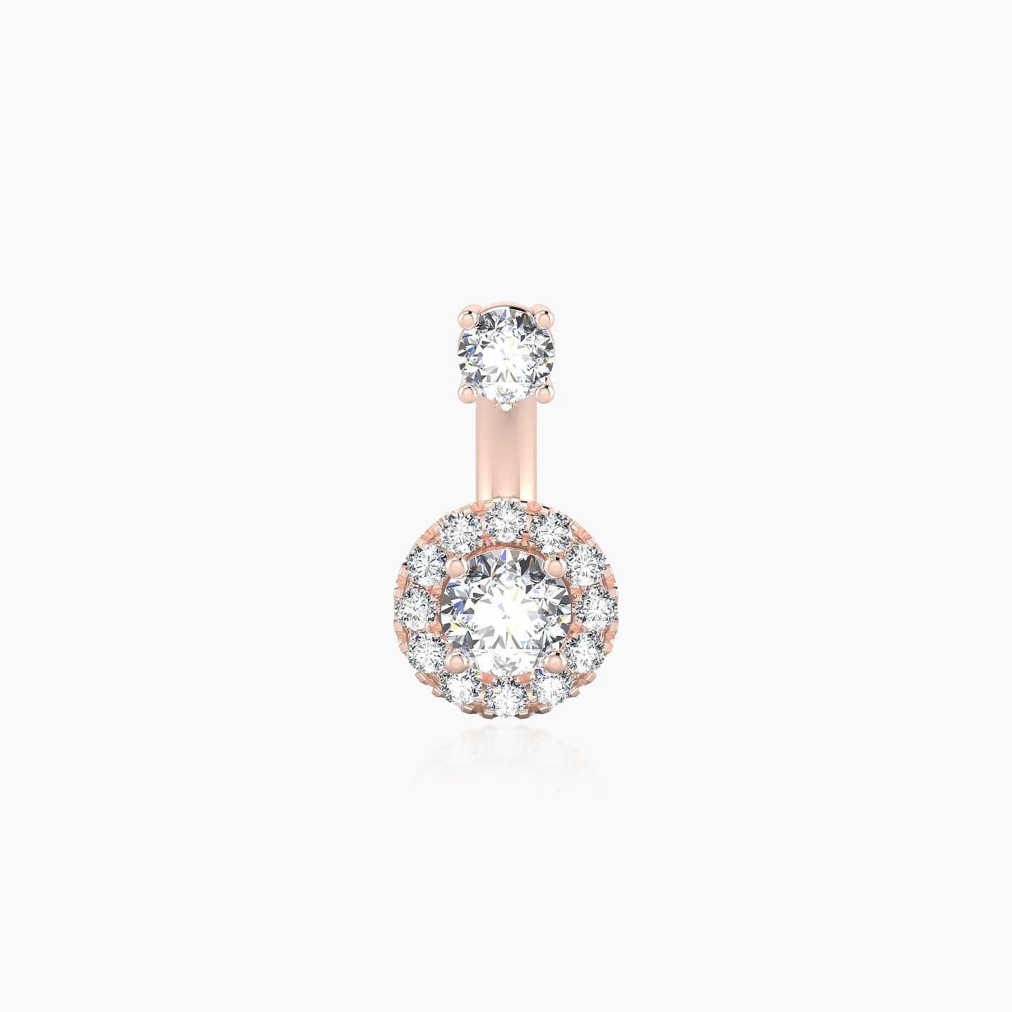 Eirene | 18k Rose Gold 8 mm 6.5 mm Halo Round Diamond Navel Piercing