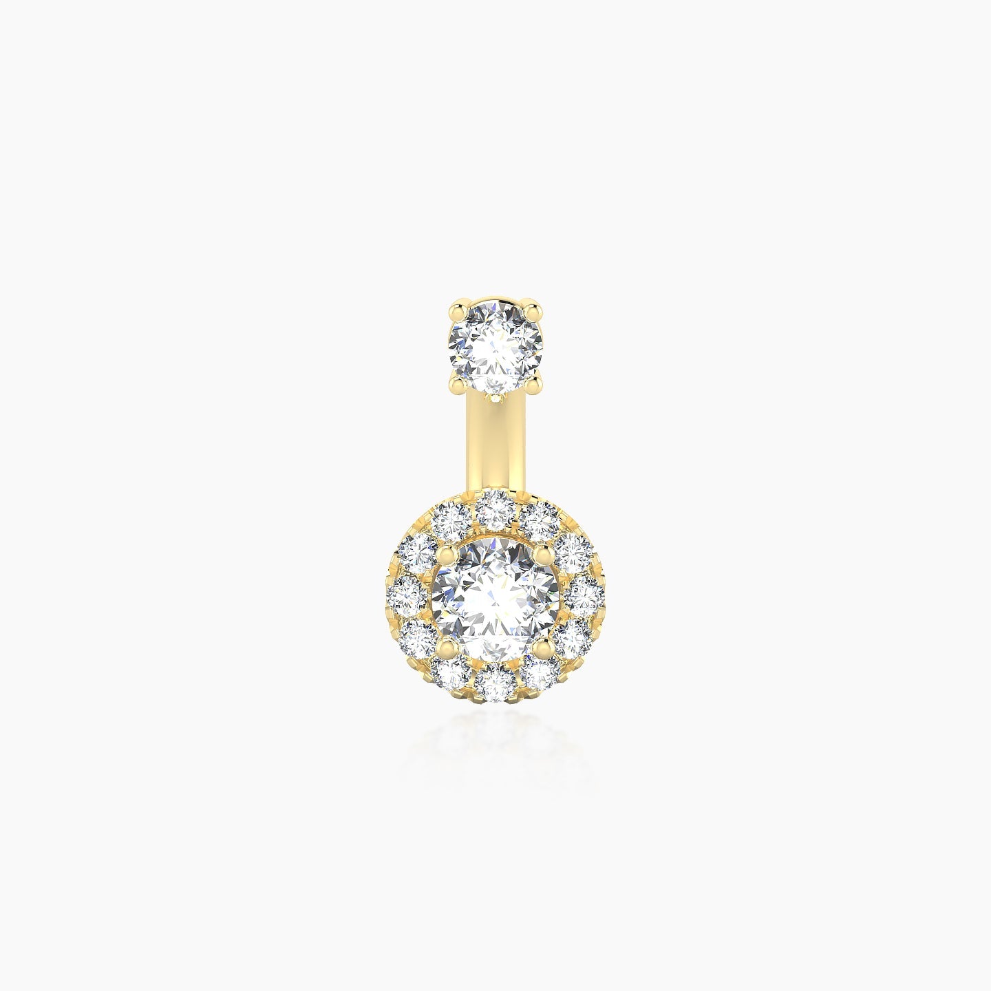 Eirene | 18k Yellow Gold 8 mm 6.5 mm Halo Round Diamond Navel Piercing