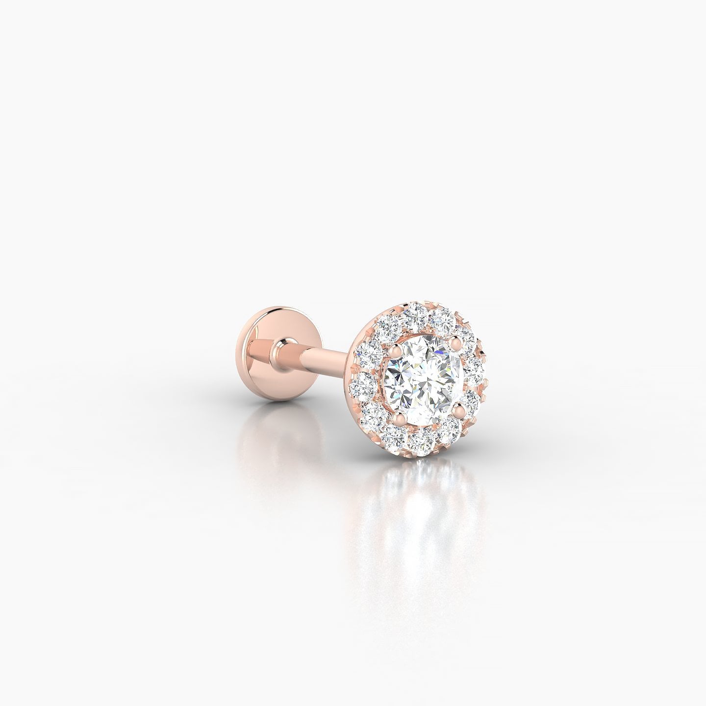Eirene | 18k Rose Gold 6 mm 8 mm Halo Round Diamond Piercing