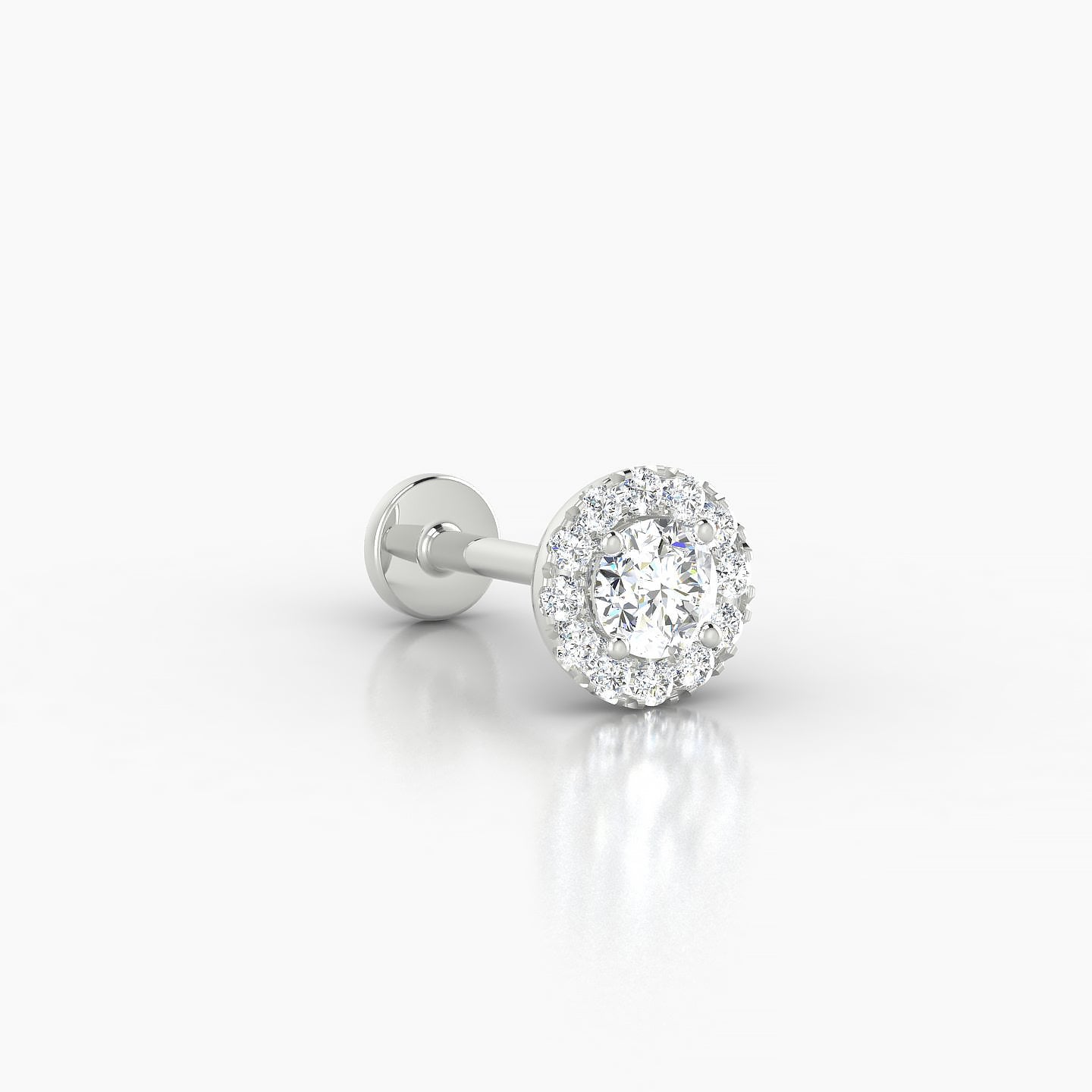 Eirene | 18k White Gold 6 mm 8 mm Halo Round Diamond Piercing