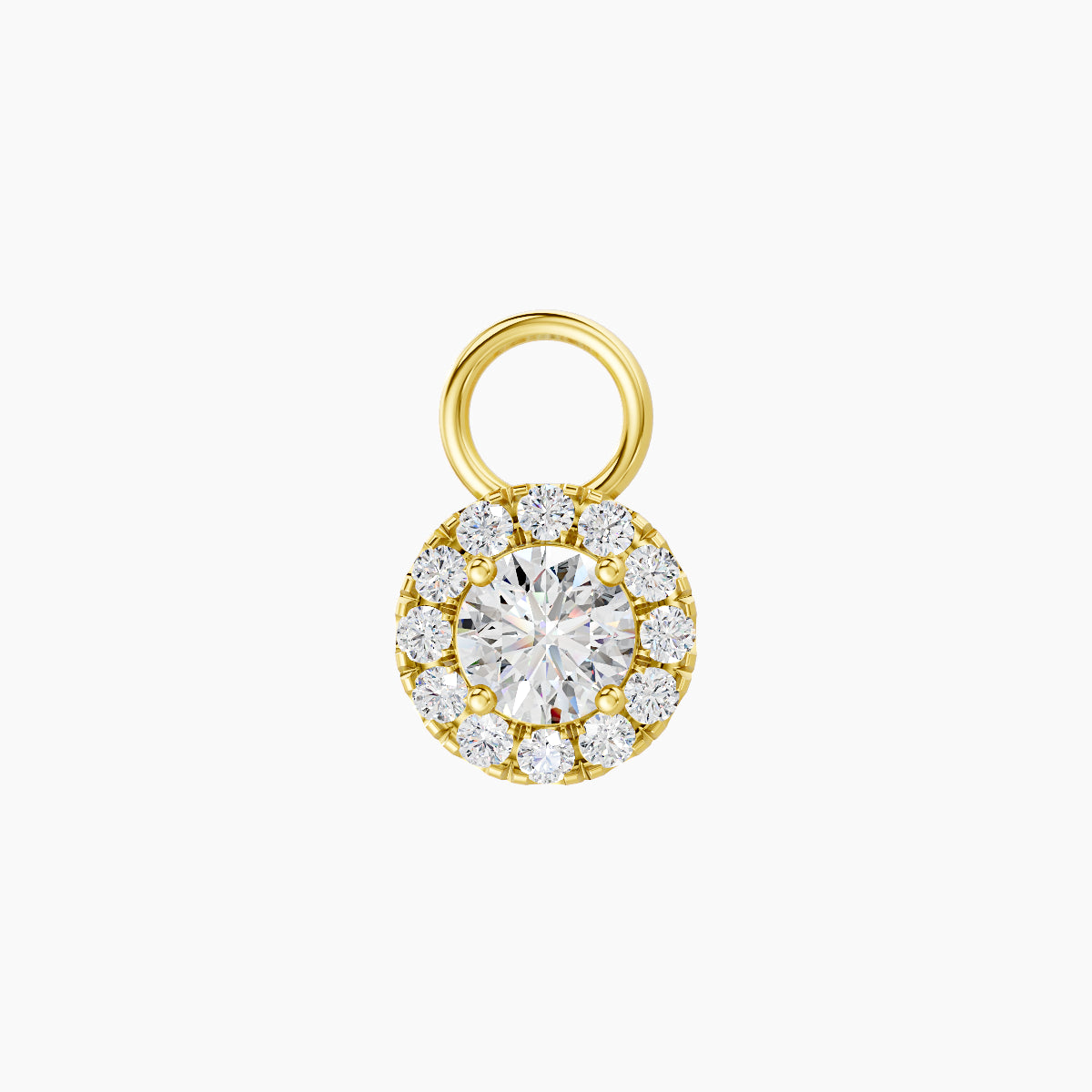 Eirene | 18k Yellow Gold 6 mm Halo Round Diamond Charm