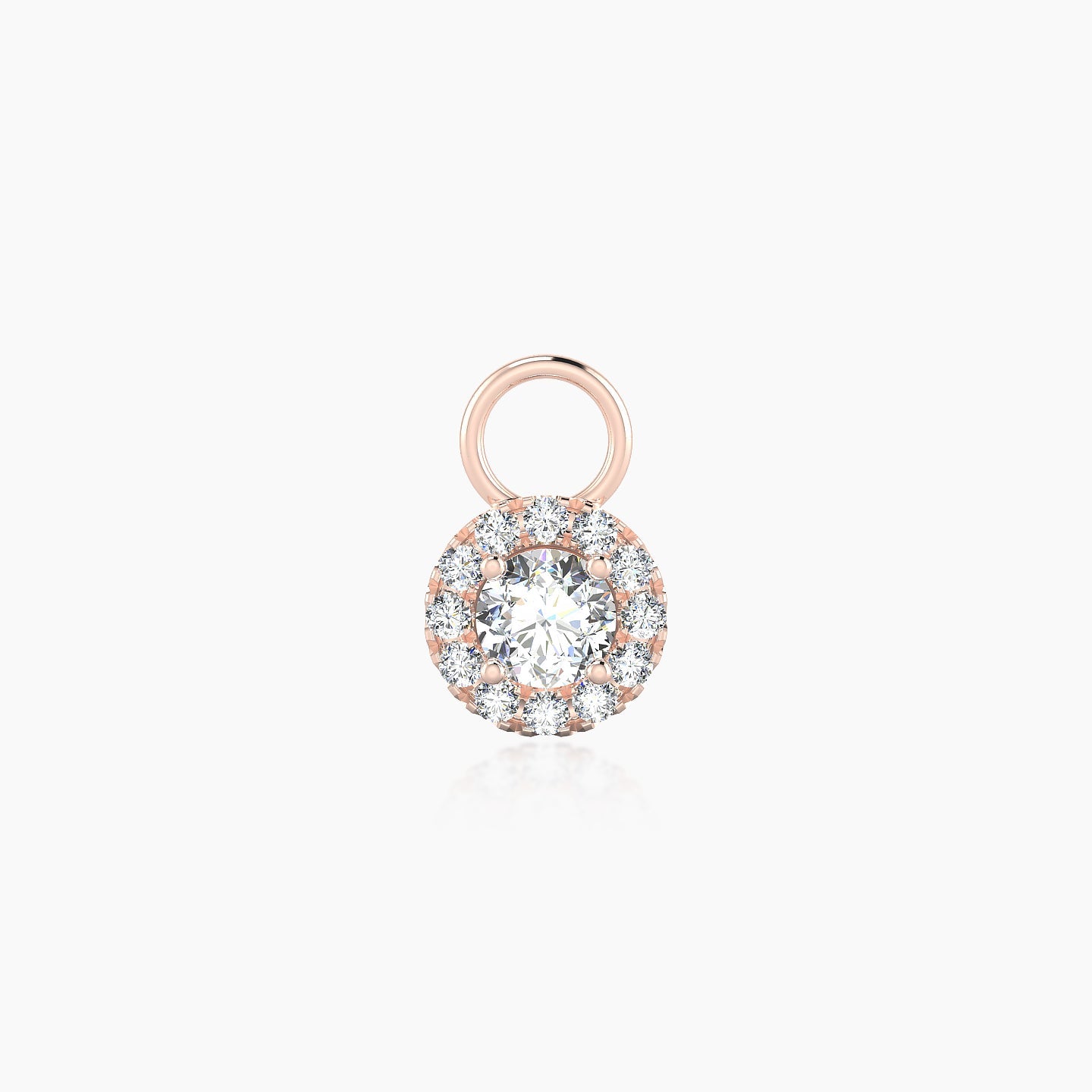 Eirene | 18k Rose Gold 6 mm Halo Round Diamond Charm