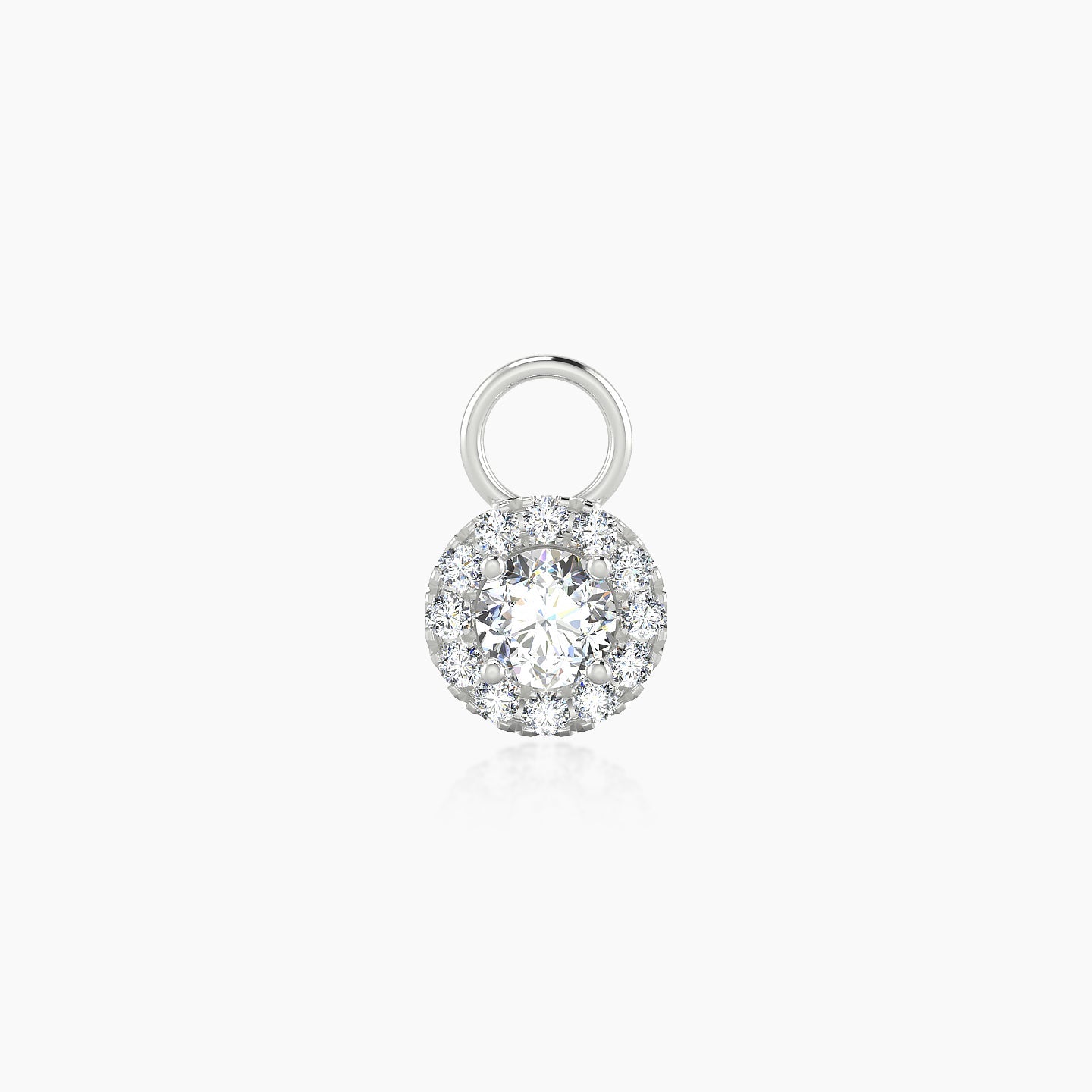Eirene | 18k White Gold 6 mm Halo Round Diamond Charm