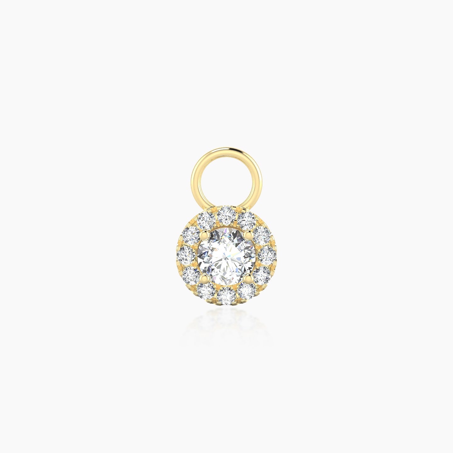 Eirene | 18k Yellow Gold 6 mm Halo Round Diamond Charm