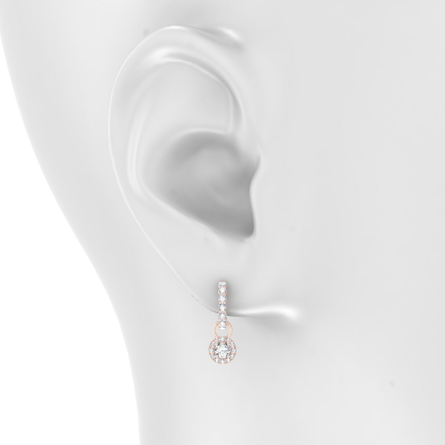 Eirene | 18k Rose Gold 6 mm Halo Round Diamond Charm