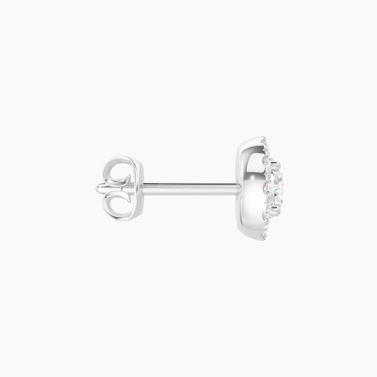 Eirene | 18k White Gold 6 mm Halo Round Diamond Earring