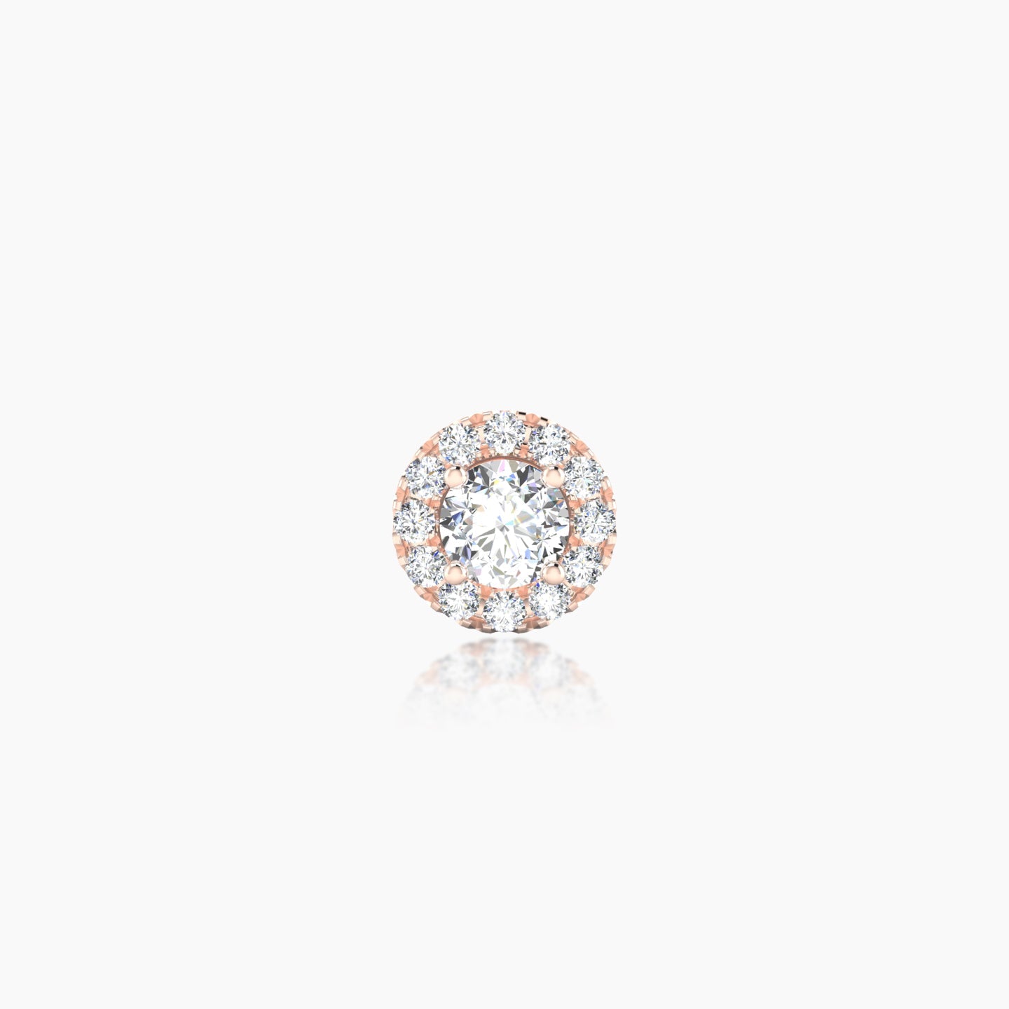 Eirene | 18k Rose Gold 6 mm Halo Round Diamond Earring