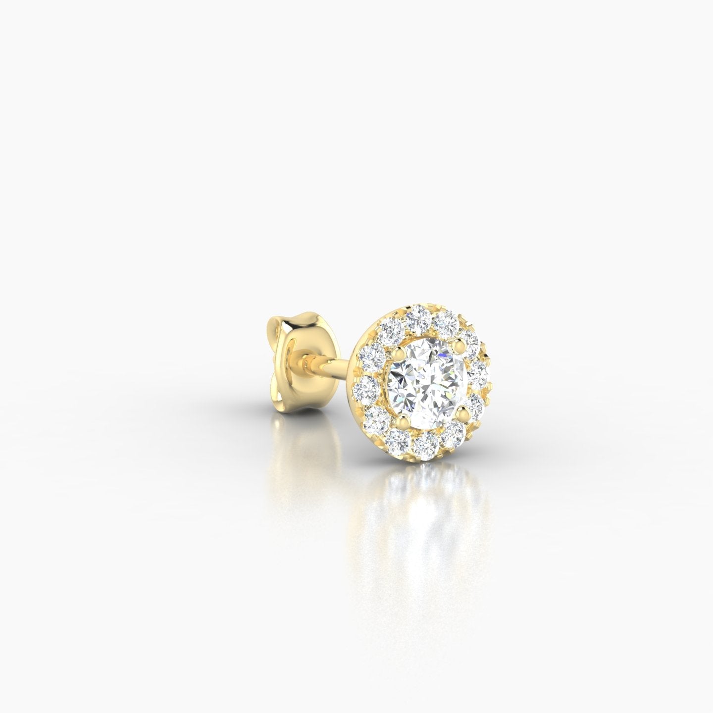 Eirene | 18k Yellow Gold 6 mm Halo Round Diamond Earring