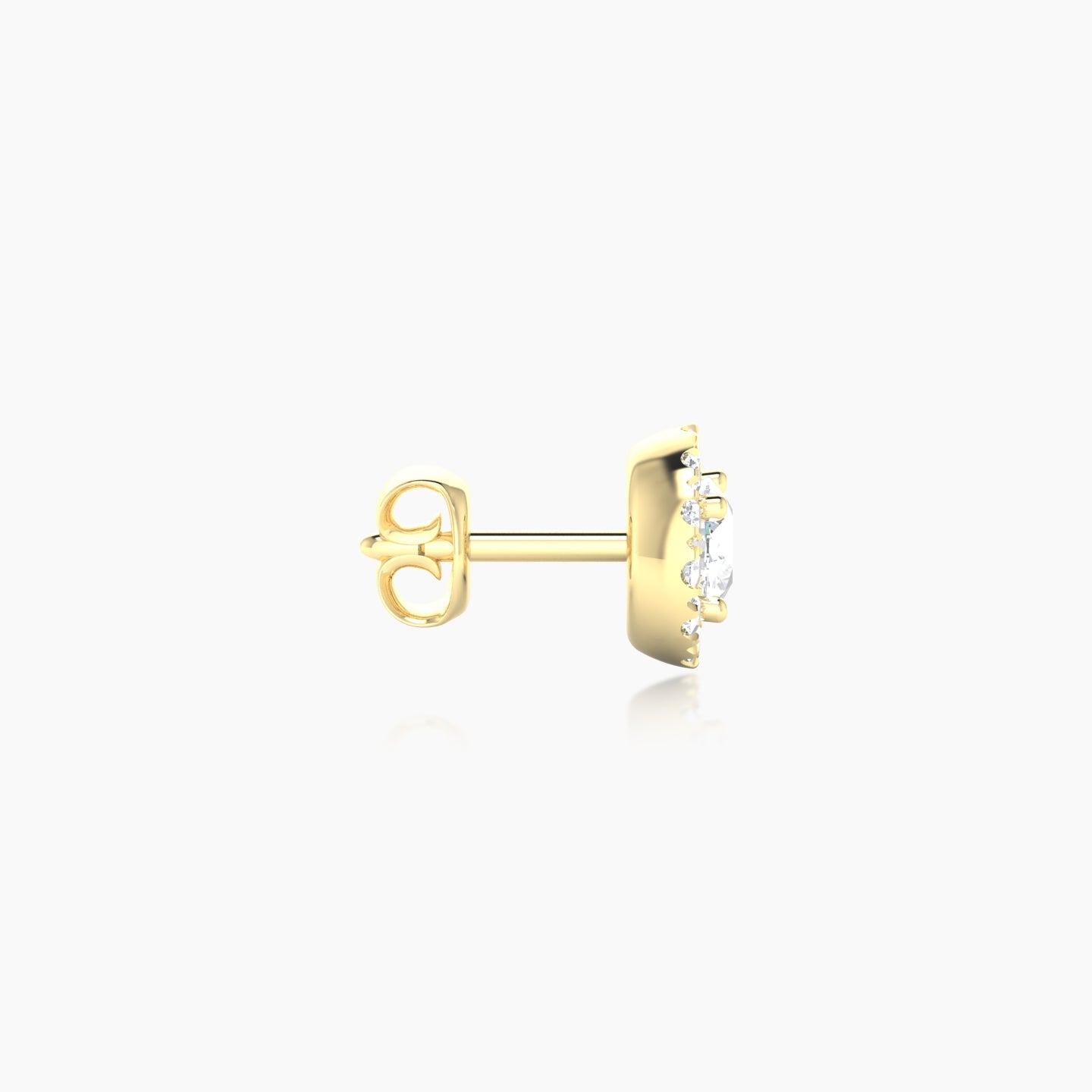 Eirene | 18k Yellow Gold 6.5 mm Halo Round Diamond Earring