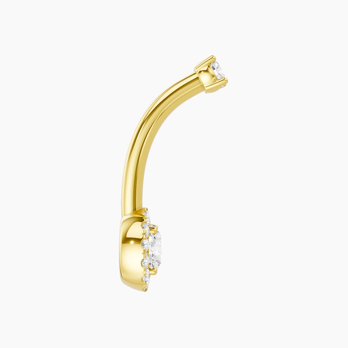 Eirene | 18k Yellow Gold 6.5 mm 10 mm Halo Round Diamond Belly Piercing