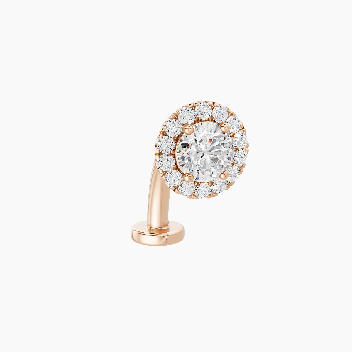 Eirene | 18k Rose Gold 6.5 mm 10 mm Halo Round Diamond Floating Navel Piercing